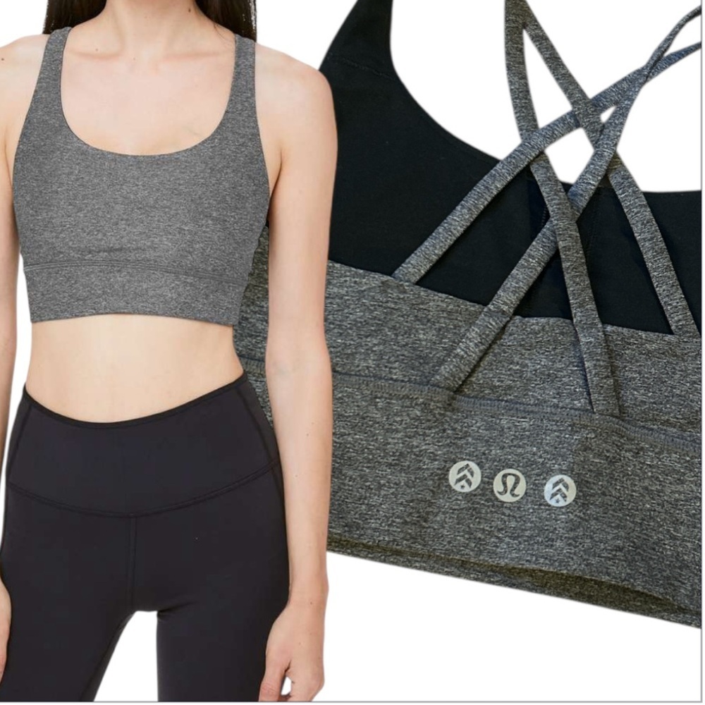 Lululemon X Barry’s Energy Bra *Long Line
Heathered Black size 4